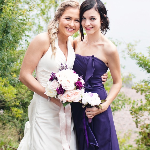“Lapis” Purple David’s Bridal, Strapless Bridesmaid Dress, Size 0 - Picture 13 of 14